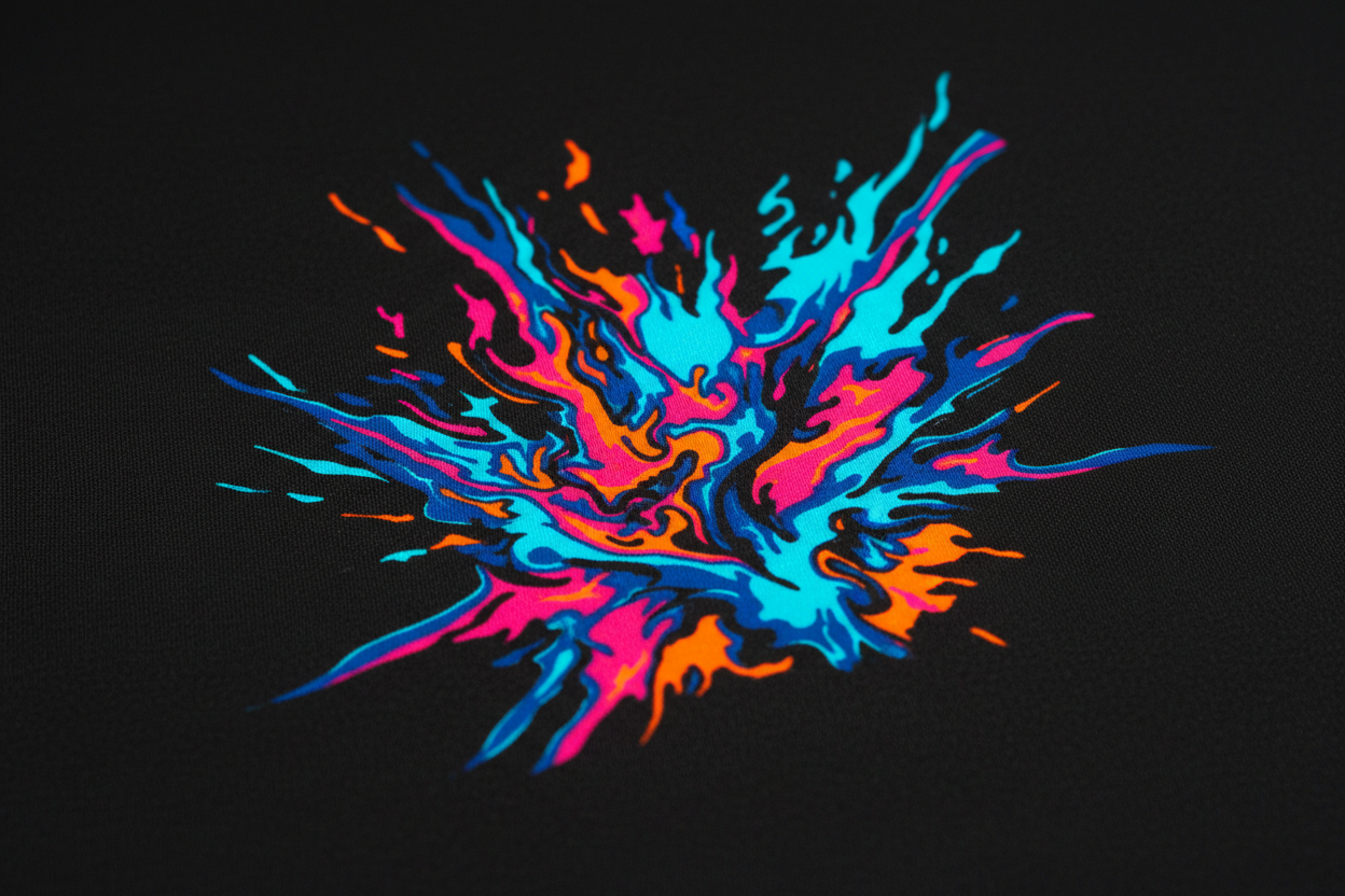 Sublimationsdruck auf dunklem Stoff